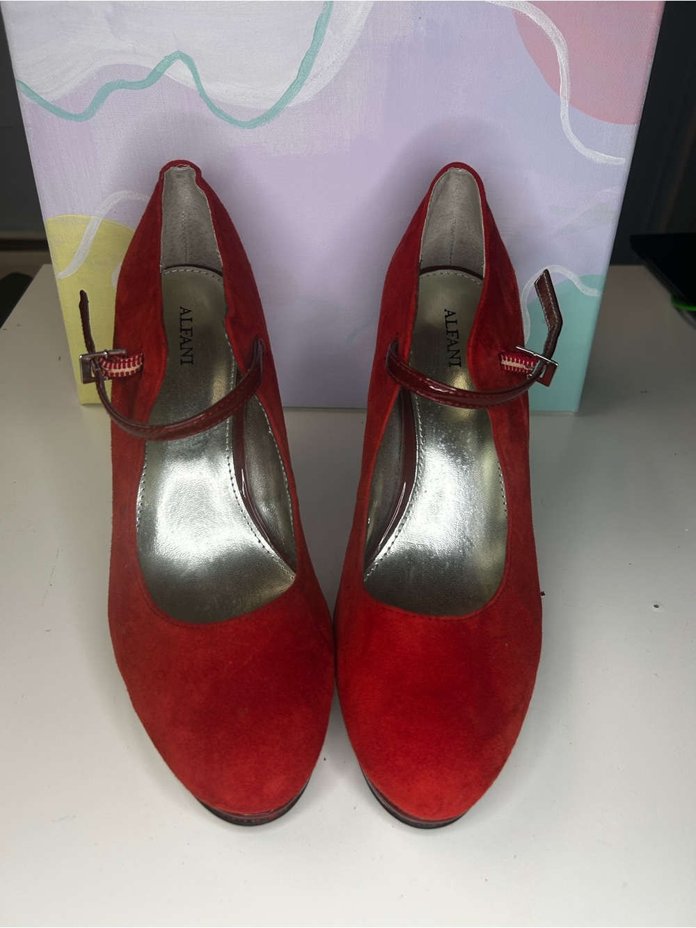 Alfani Syssy Women Lipstick Red  Heels Shoes Size 8.5 GOOD Condition leather